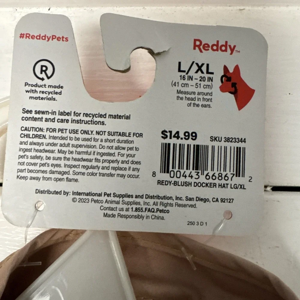 Reddy‎ dog Pink hat weather shell + Gray Bandana Sz: L/XL water-resistant